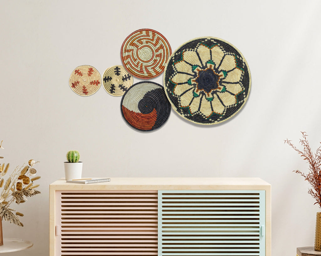 Set of 5 Handwoven wall baskets SET-67-5 N