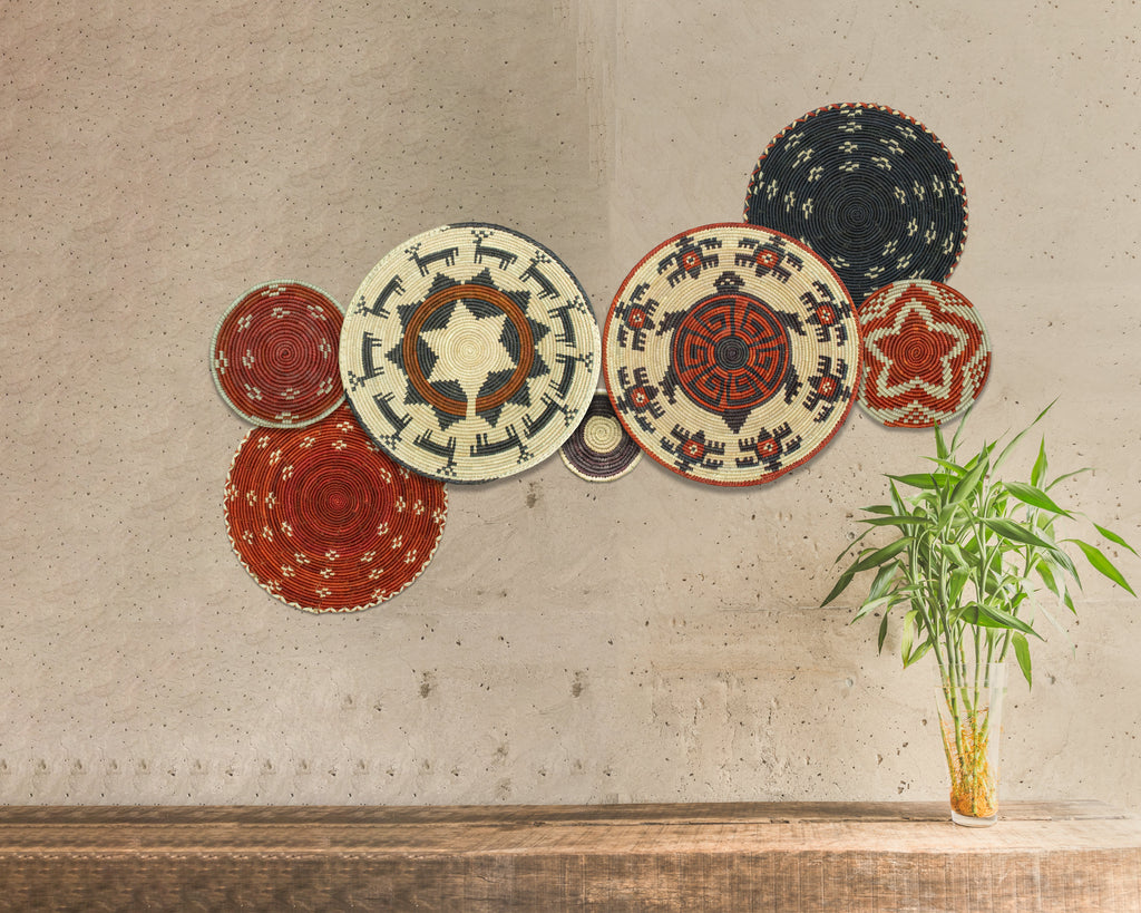 Set of 7 Handwoven wall baskets Set 314-7-N