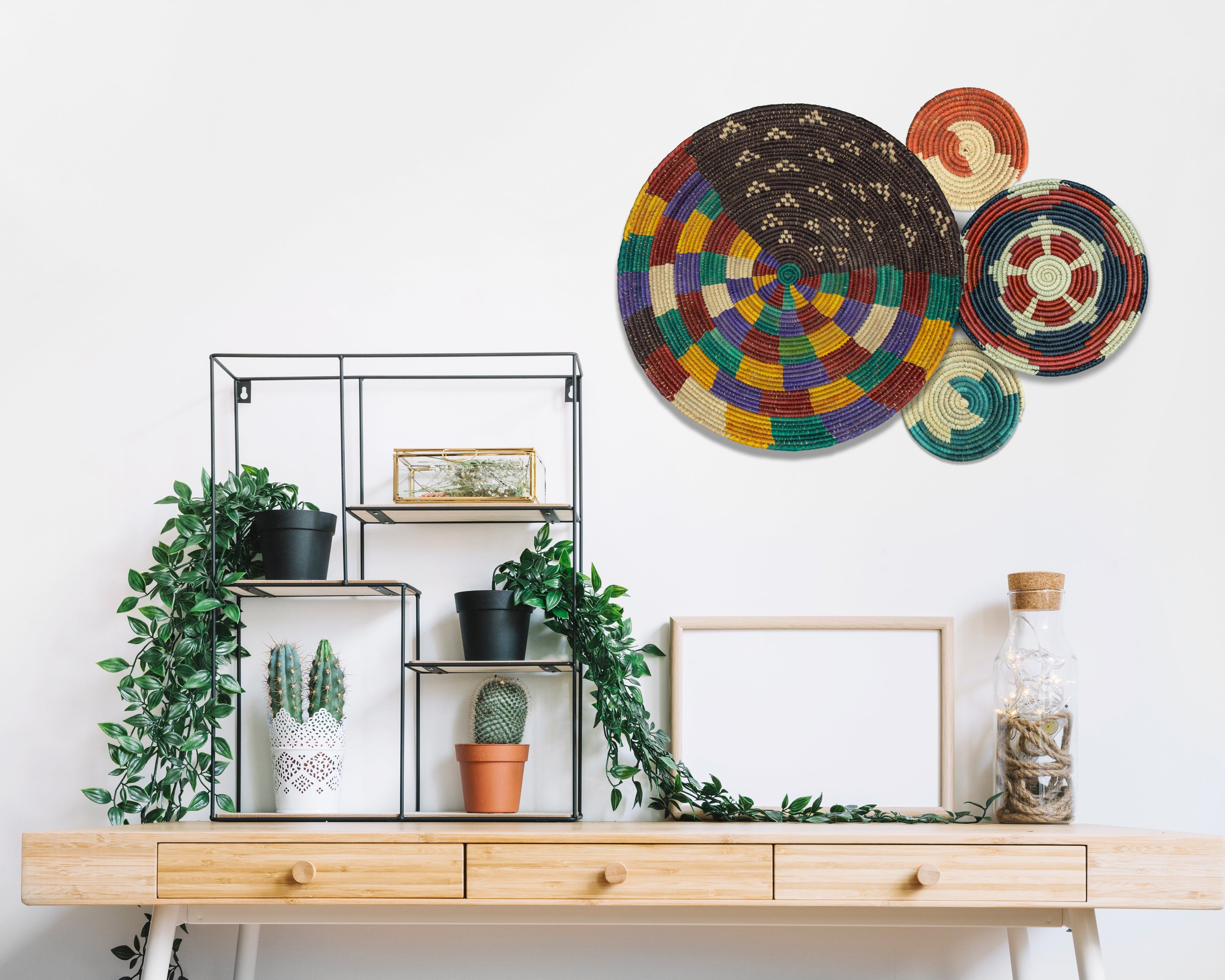 Set of 4 Handwoven wall baskets SET-233-4 N