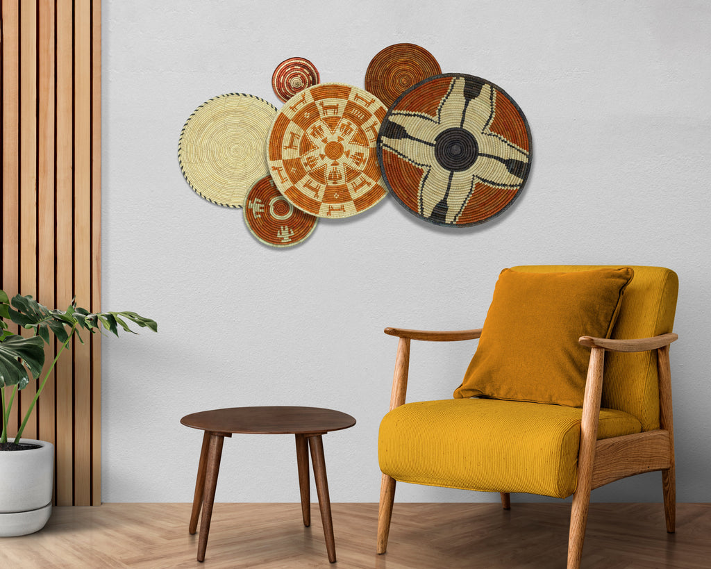 Set of 6 Handwoven wall baskets SET-270-6 N