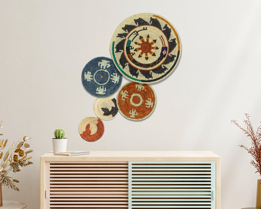 Set of 5 Handwoven wall baskets SET-68-5 N