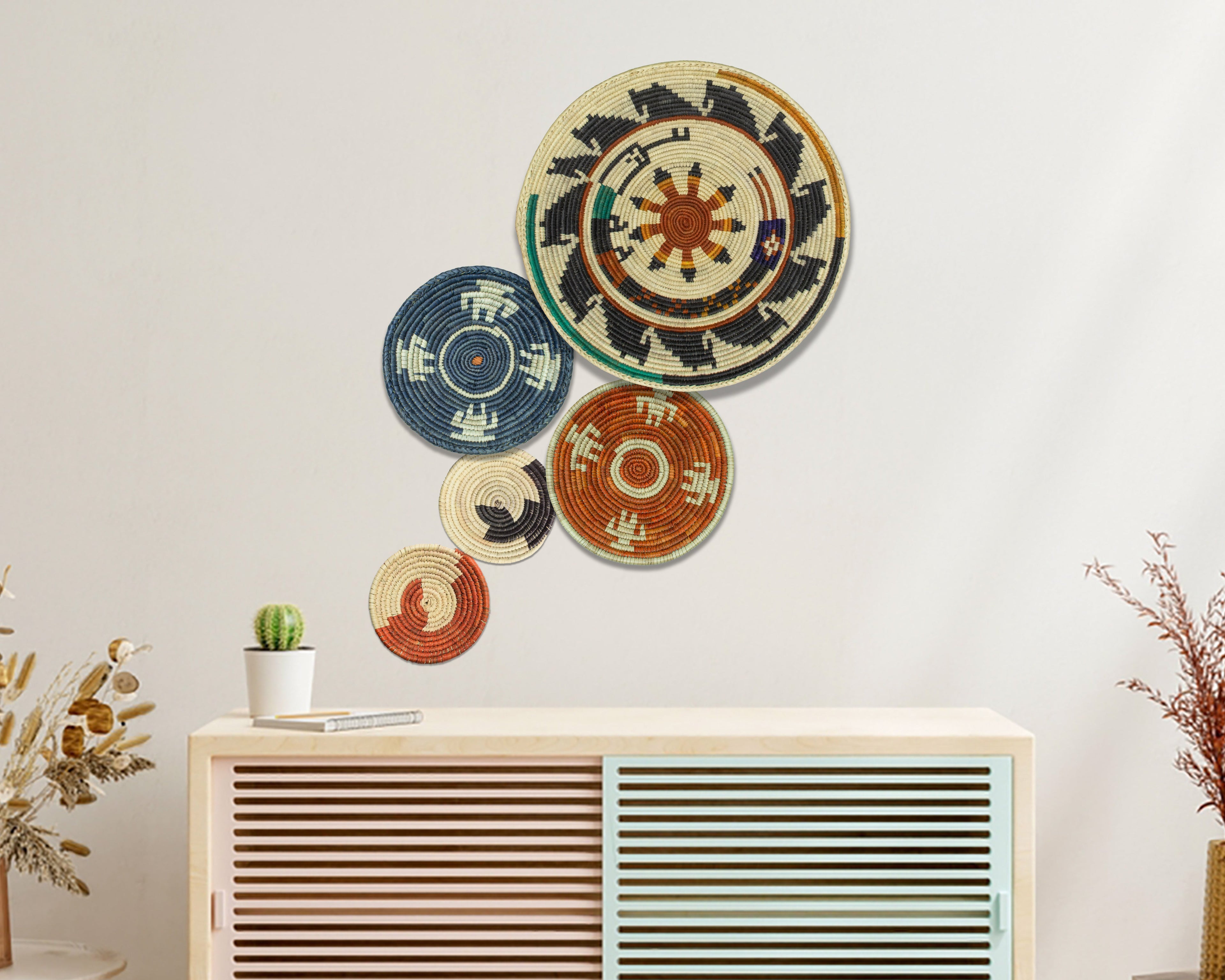 Set of 5 Handwoven wall baskets SET-68-5 N