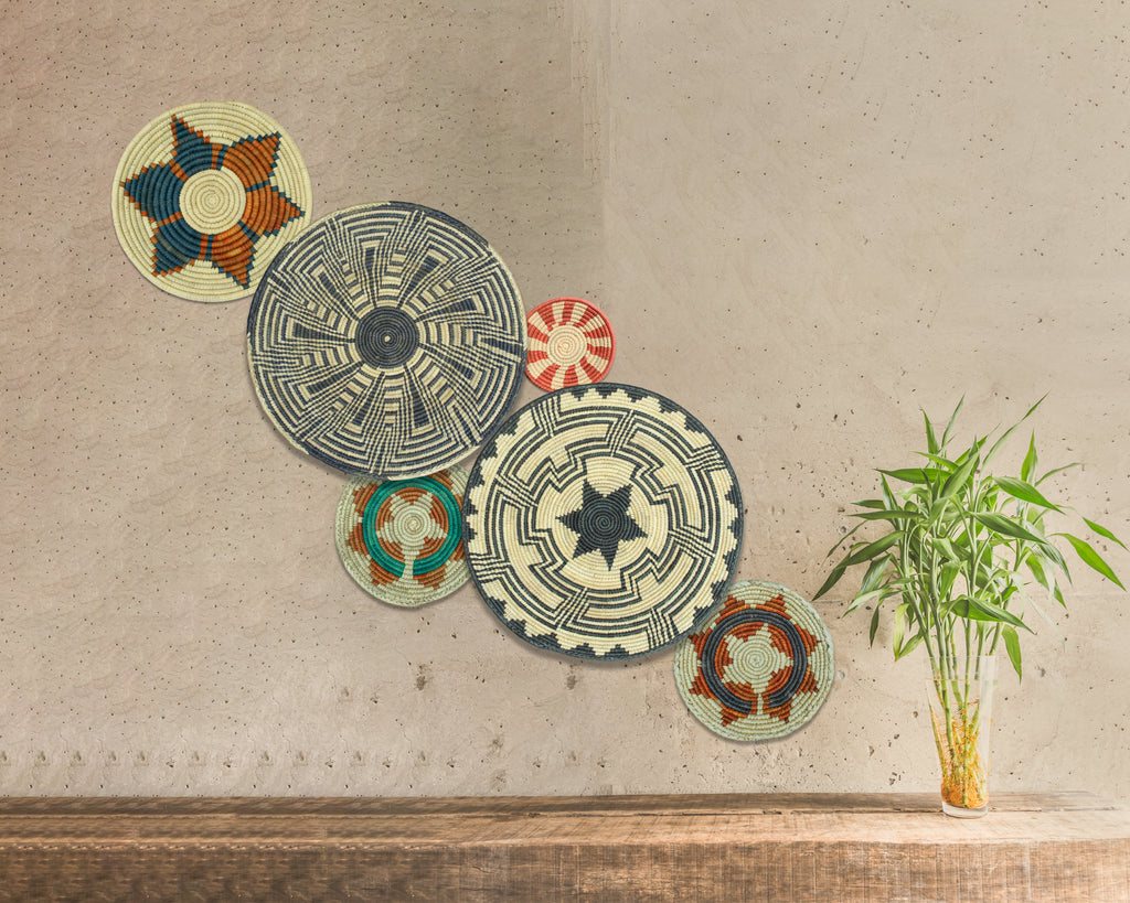 Set of 6 Handwoven wall baskets SET-294-6 N