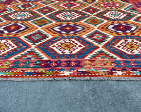 Afghan Maimana Wool Kilim - 10x7 ft