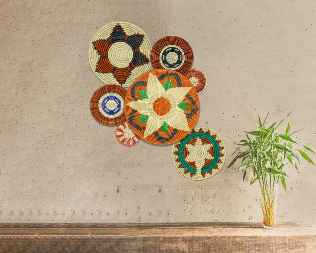 Set of 7 Handwoven wall baskets Set 311-7-N