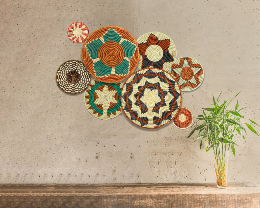 Set of 8 Handwoven wall baskets SET-337-8 N