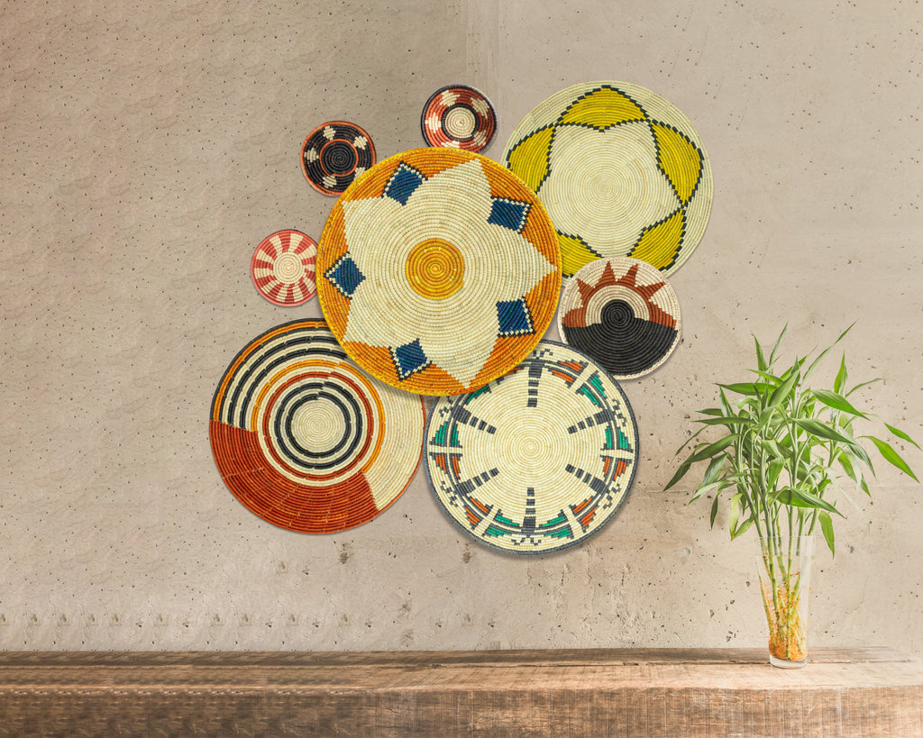 Set of 8 Handwoven wall baskets SET-334-8 N