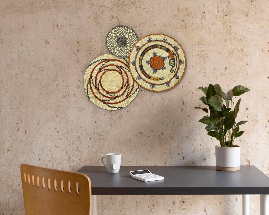 Set of 3 Handwoven wall baskets SET-209-3 N