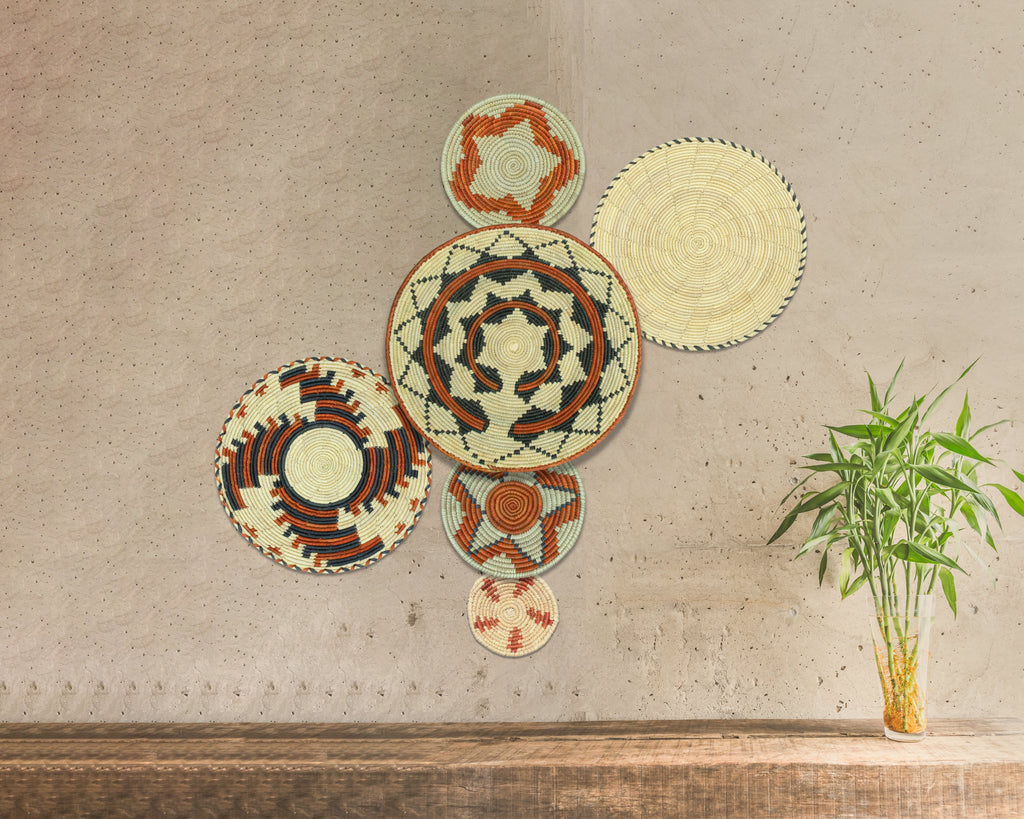 Set of 6 Handwoven wall baskets SET-396-6 N