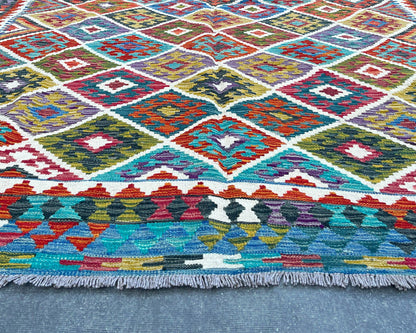 Afghan Chobi Wool Kilim - 10x7 ft KL-186-70