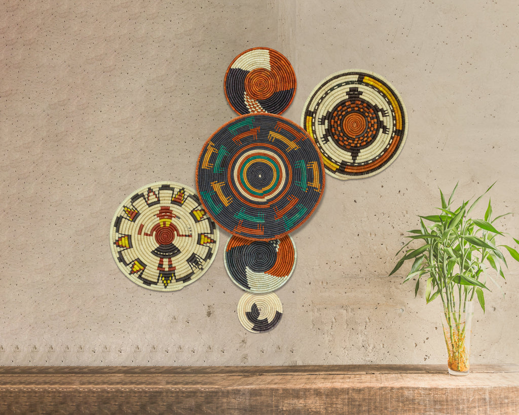 Set of 6 Handwoven wall baskets SET-390-6 N