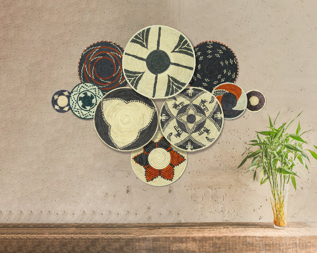 Set of 10 Handwoven wall baskets SET-401-10 N