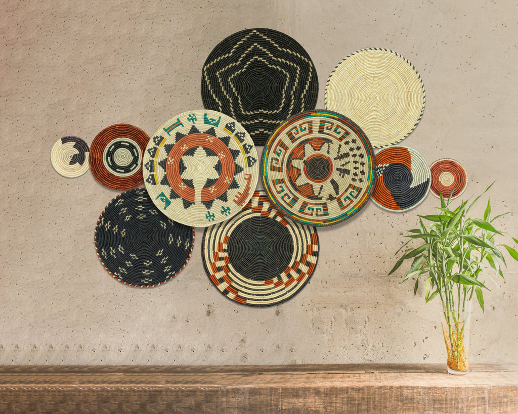 Set of 10 Handwoven wall baskets SET-411-10 N