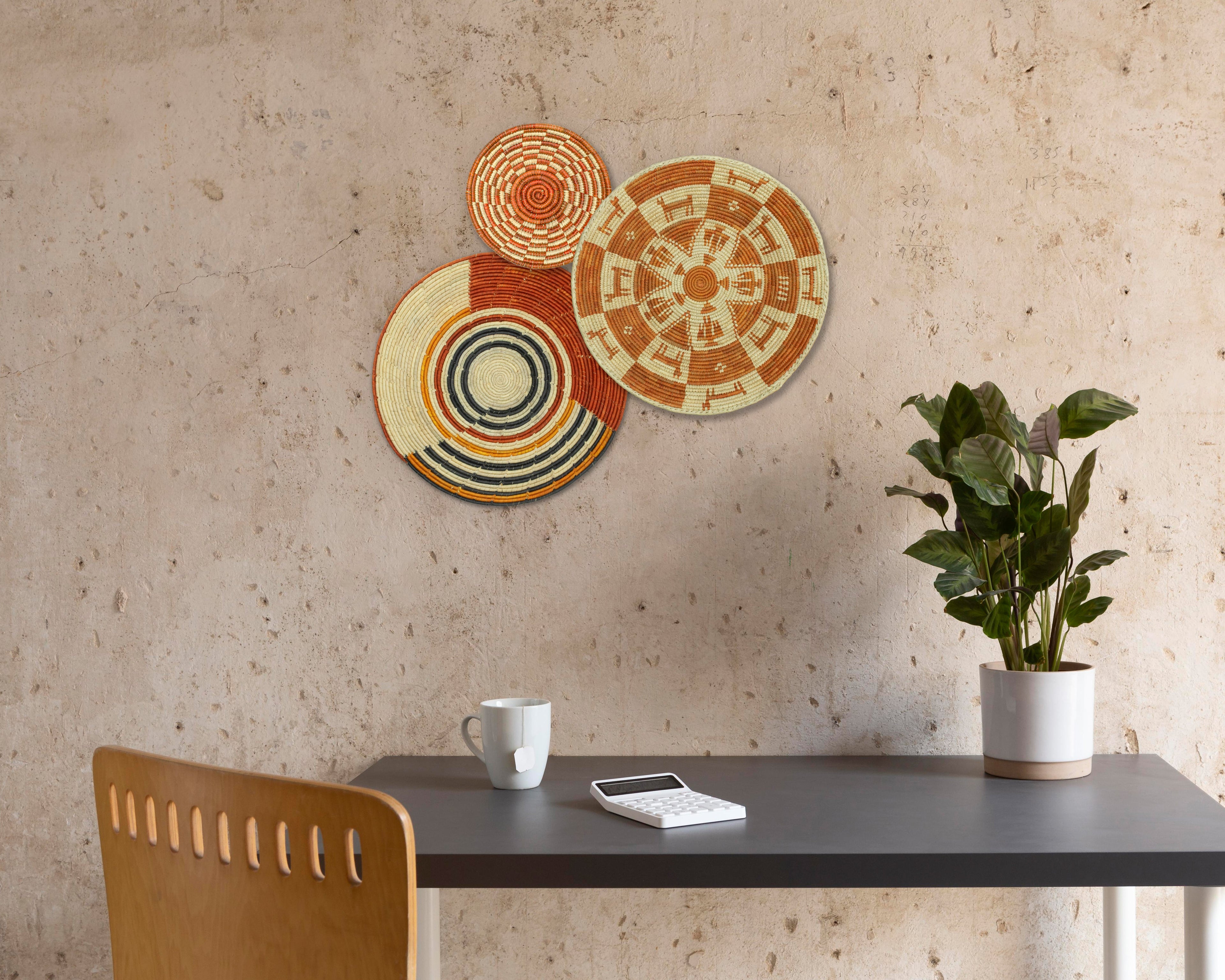 Set of 3 Handwoven wall baskets SET-208-3 N