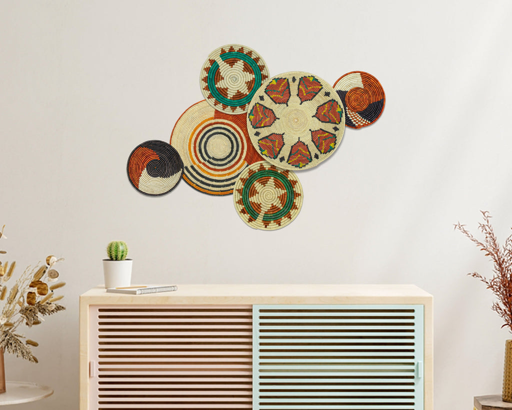 Set of 6 Handwoven wall baskets SET-281-6 N