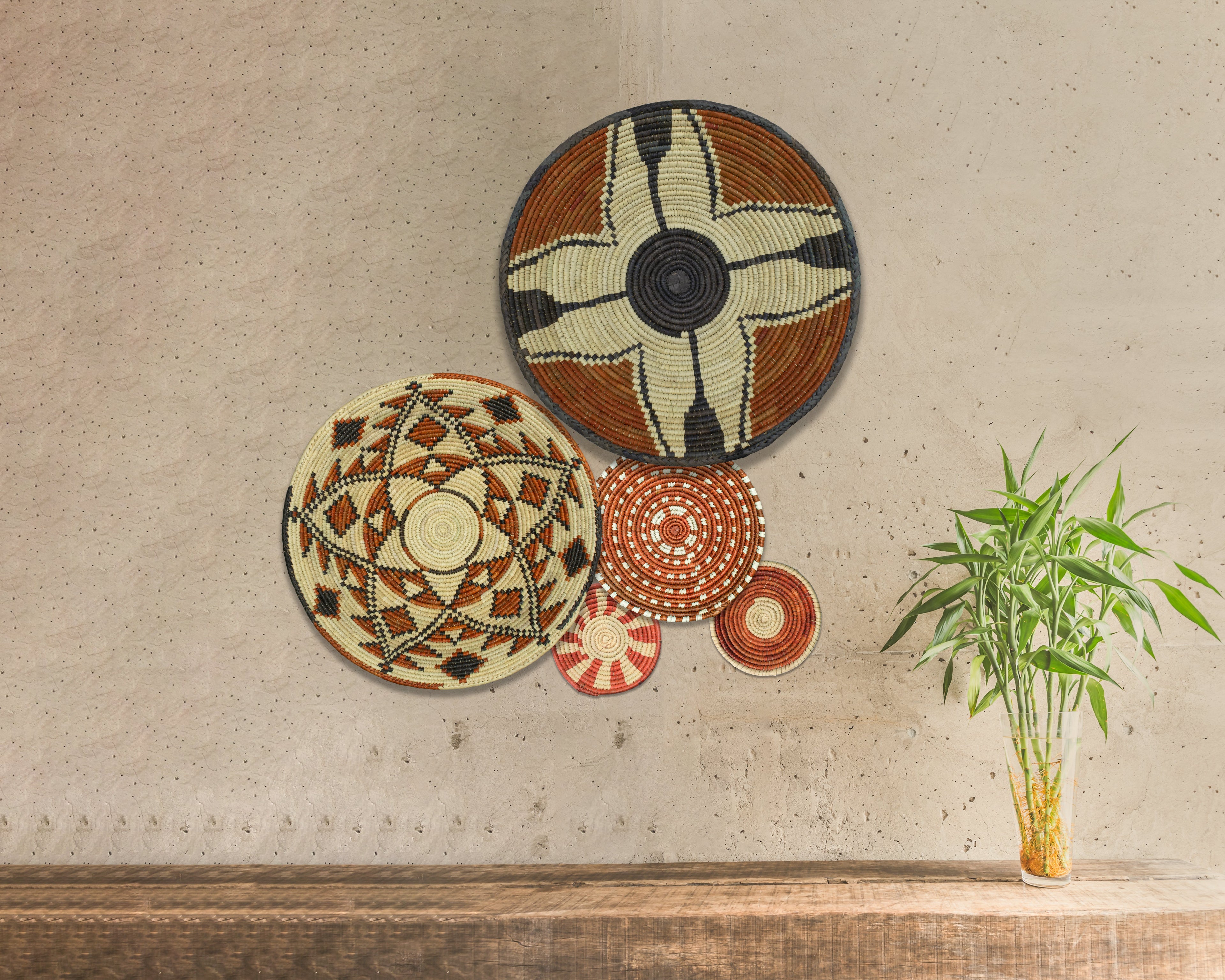 Set of 5 Handwoven wall baskets SET-70-5 N