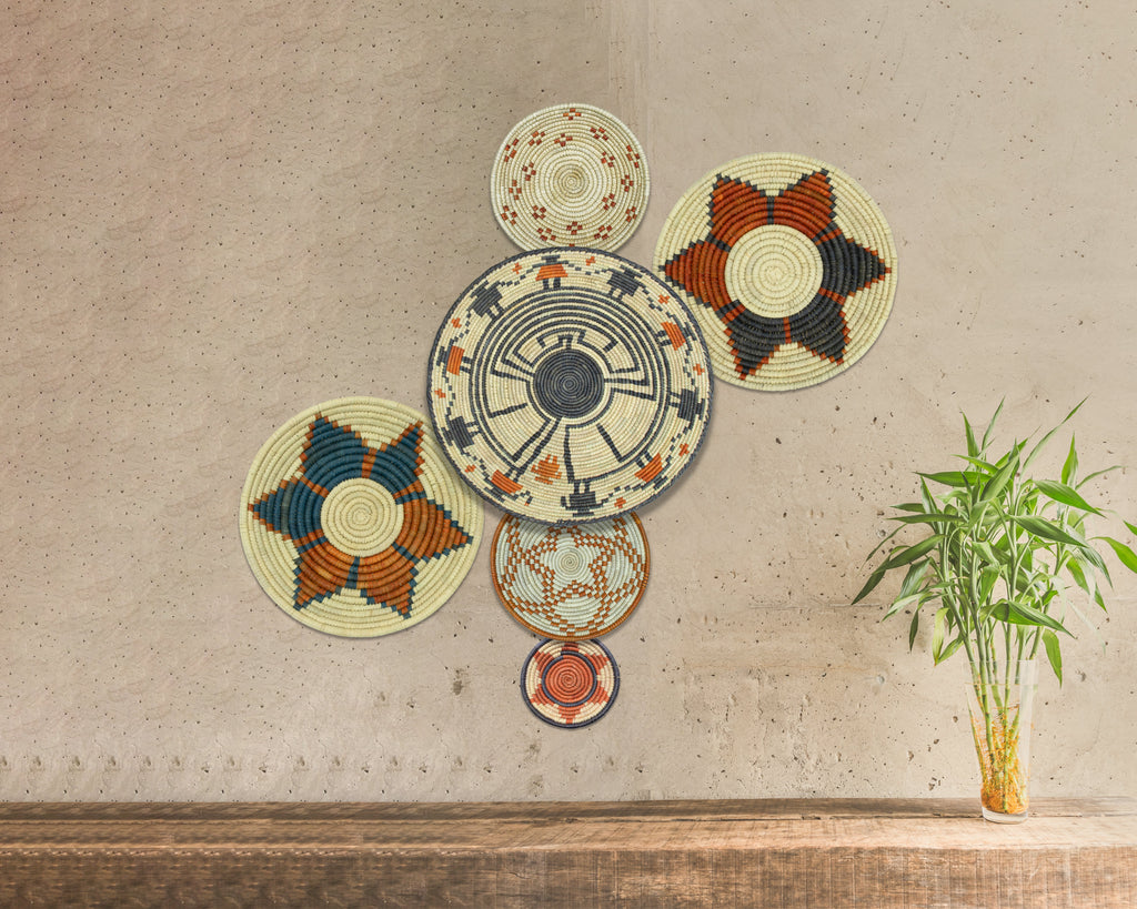 Set of 6 Handwoven wall baskets SET-389-6 N