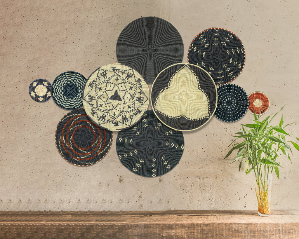 Set of 10 Handwoven wall baskets SET-410-10 N