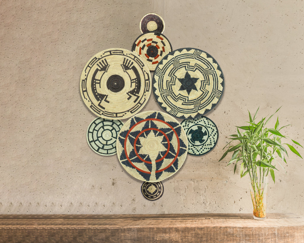 Set of 8 Handwoven wall baskets SET-365-8 N