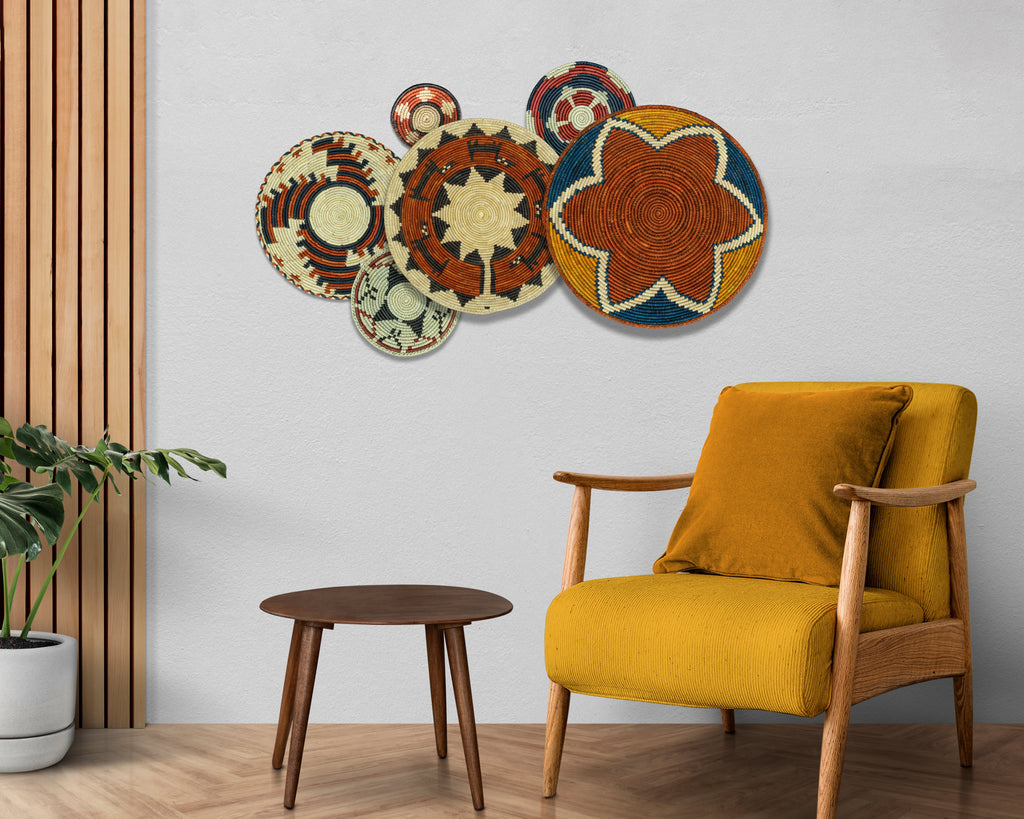 Set of 6 Handwoven wall baskets SET-269-6 N