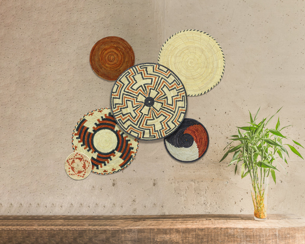 Set of 6 Handwoven wall baskets SET-373-6 N