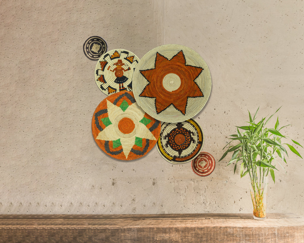 Set of 6 Handwoven wall baskets SET-300-6 N