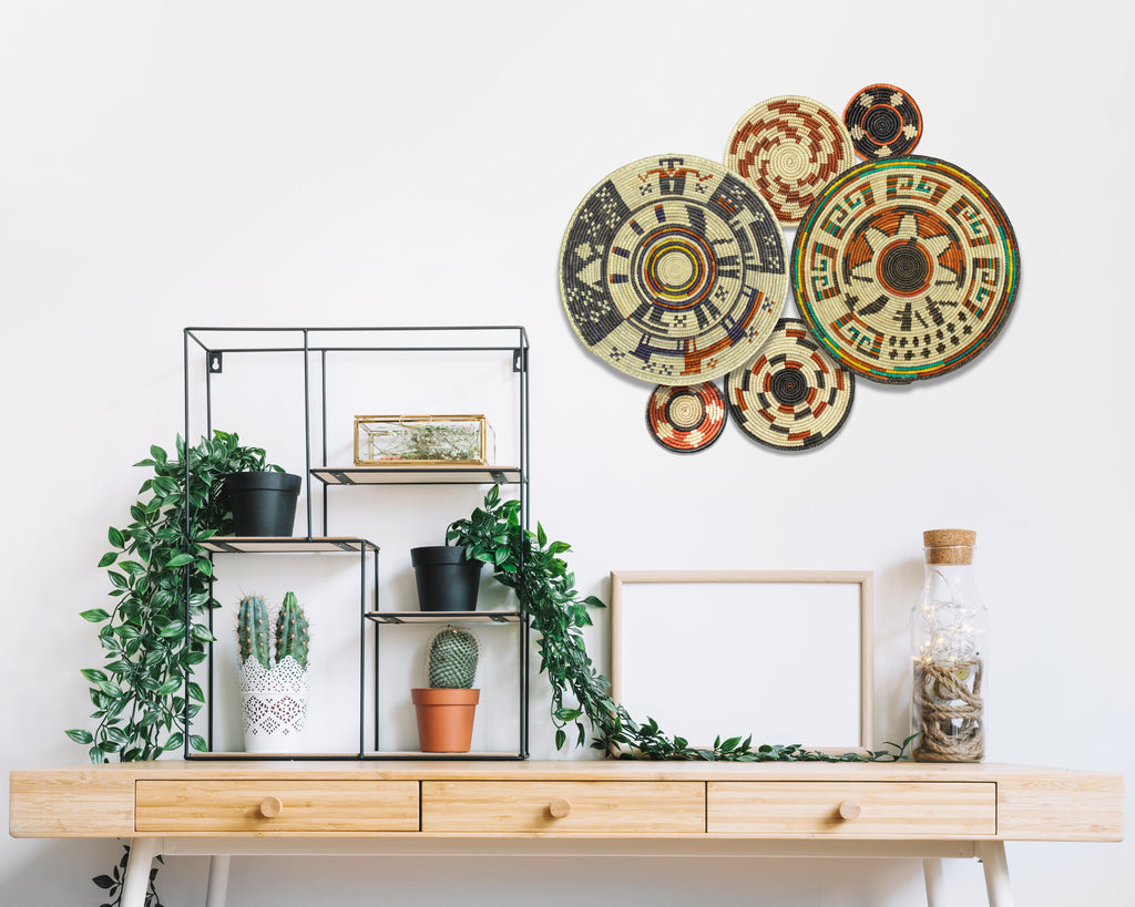 Set of 6 Handwoven wall baskets SET-283-6 N