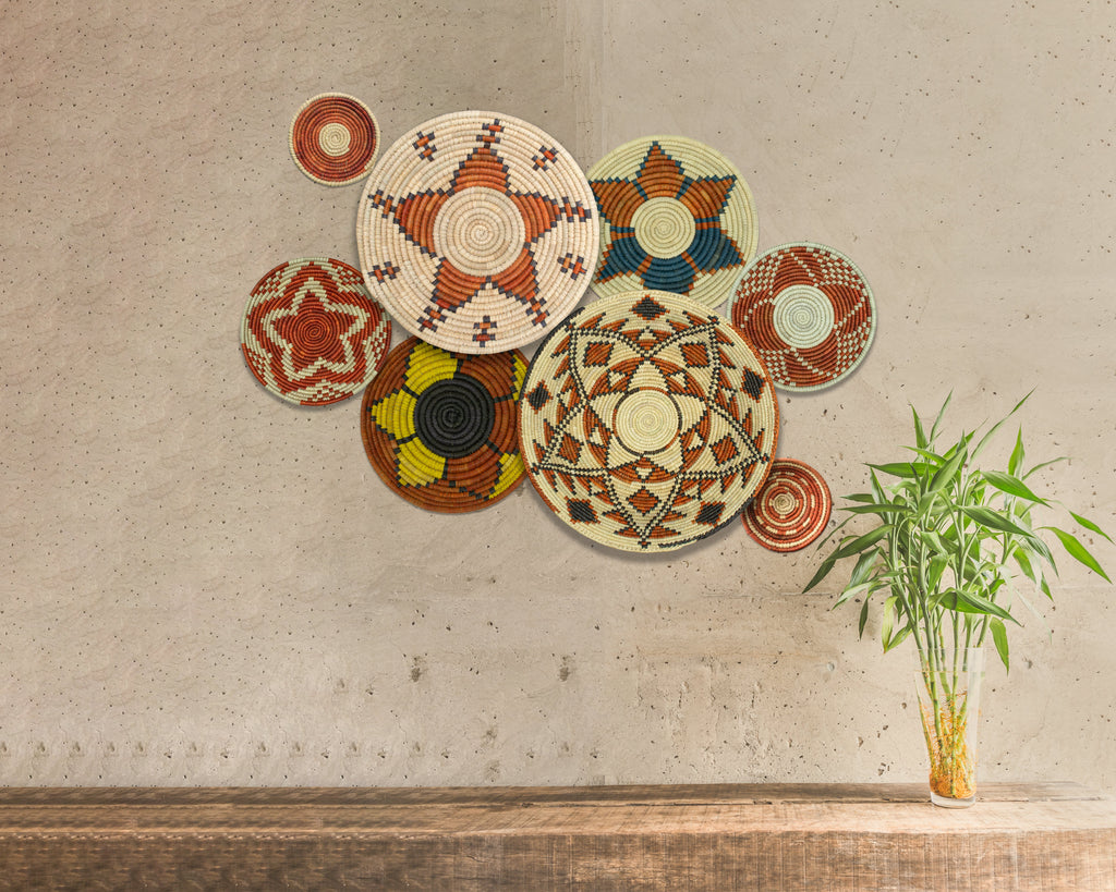 Set of 8 Handwoven wall baskets SET-339-8 N