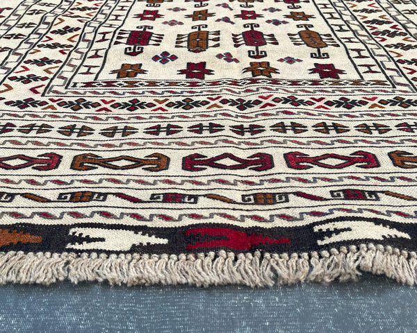 Mashwani Berjesta Afghan Wool Kilim - 6x4 ft