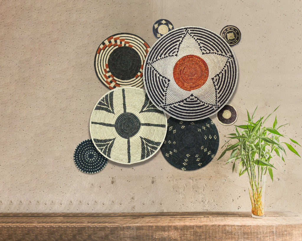 Set of 8 Handwoven wall baskets SET-331-8 N