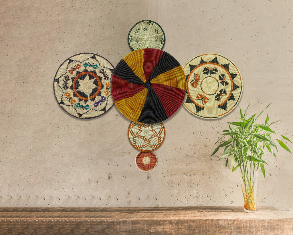 Set of 6 Handwoven wall baskets SET-298-6 N