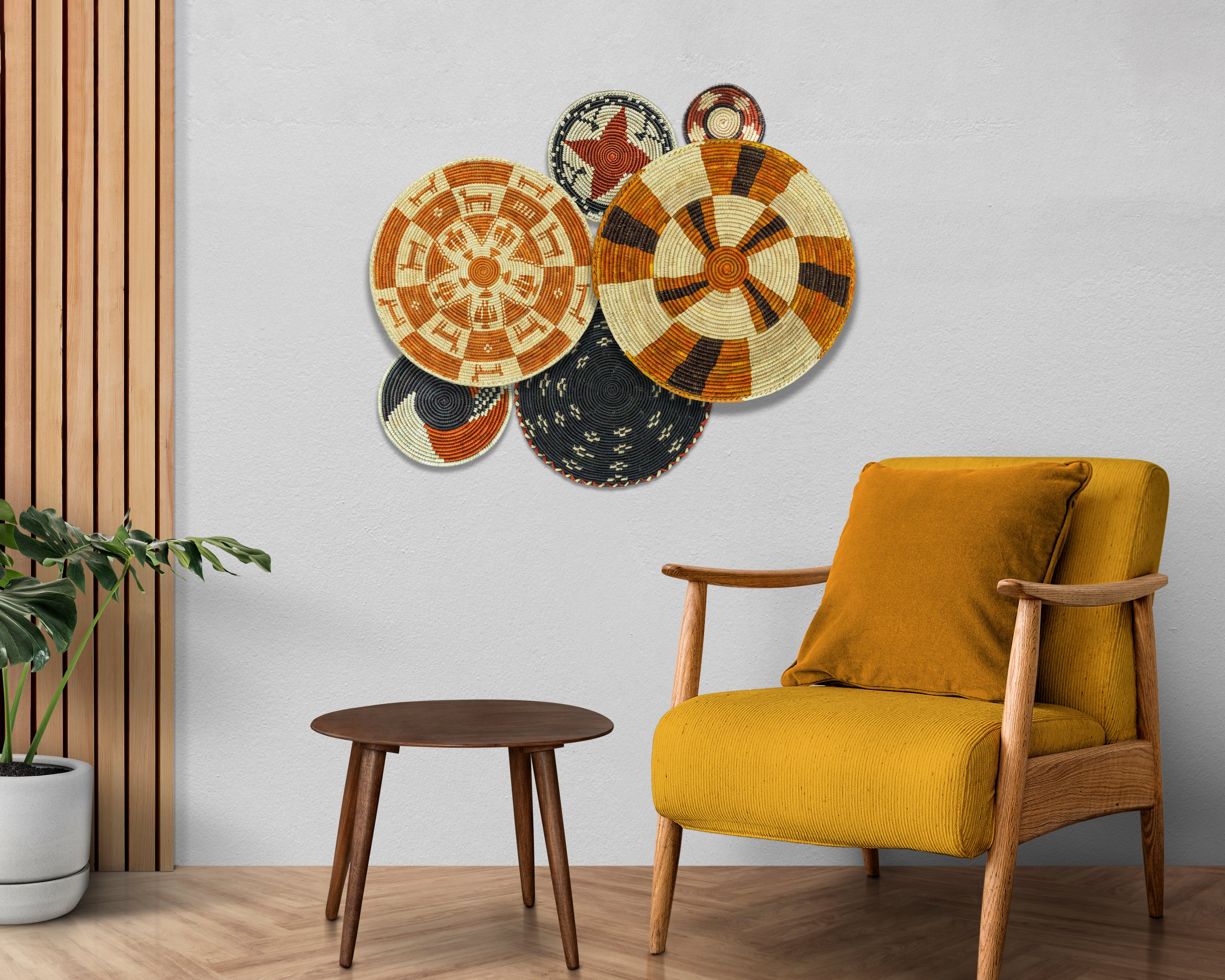 Set of 6 Handwoven wall baskets SET-271-6 N