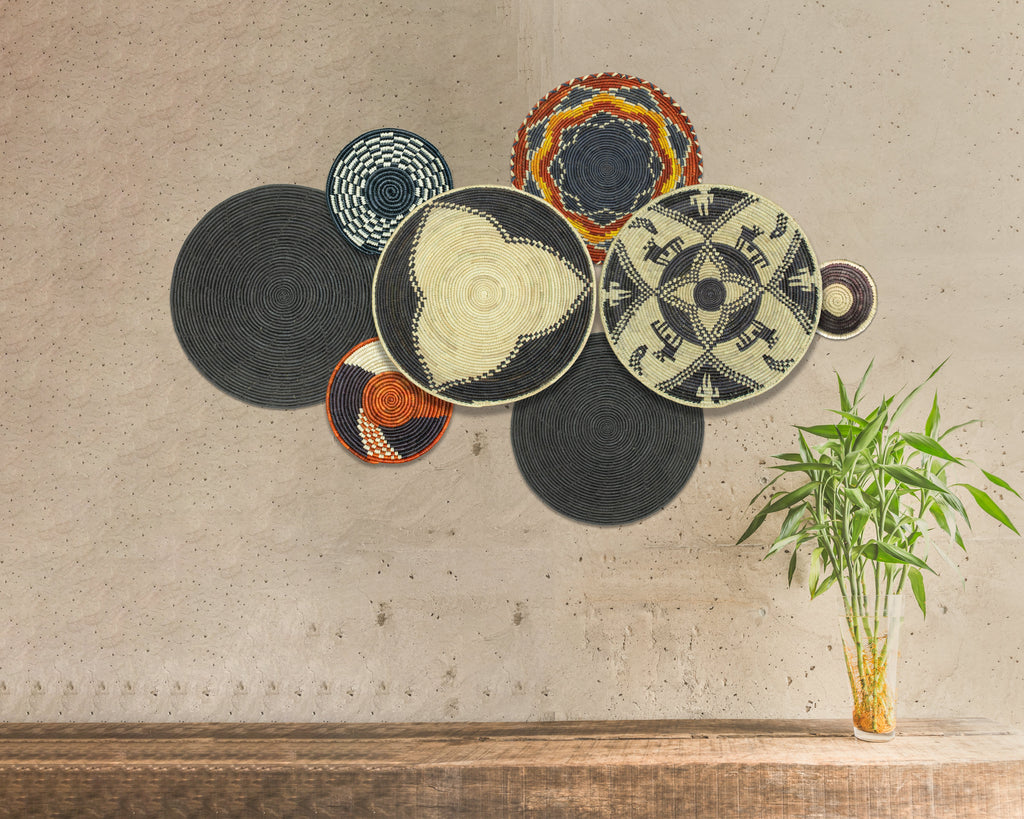 Set of 8 Handwoven wall baskets SET-349-8 N