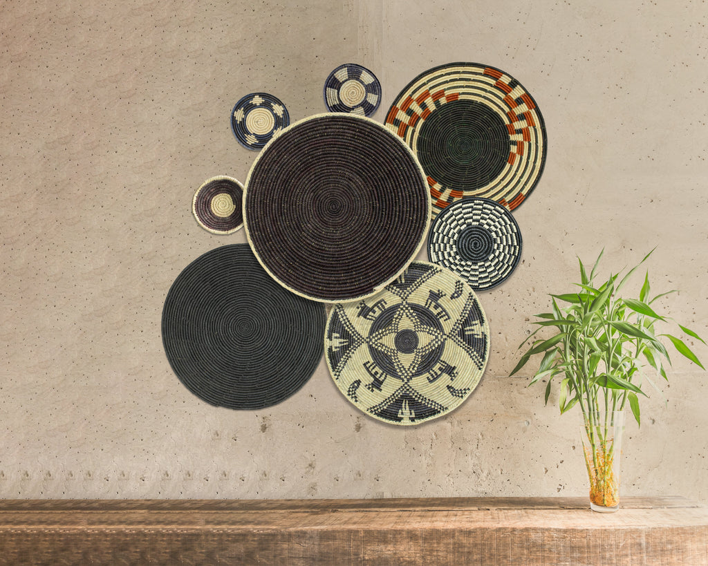 Set of 8 Handwoven wall baskets SET-336-8 N