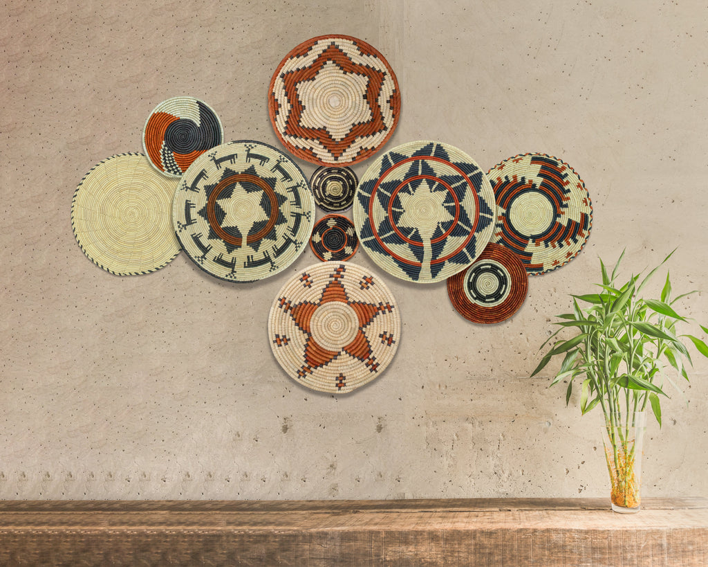 Set of 10 Handwoven wall baskets SET-404-10 N