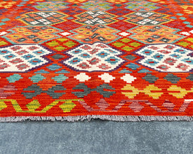 Afghan Maimana Wool Kilim - 10x7 ft