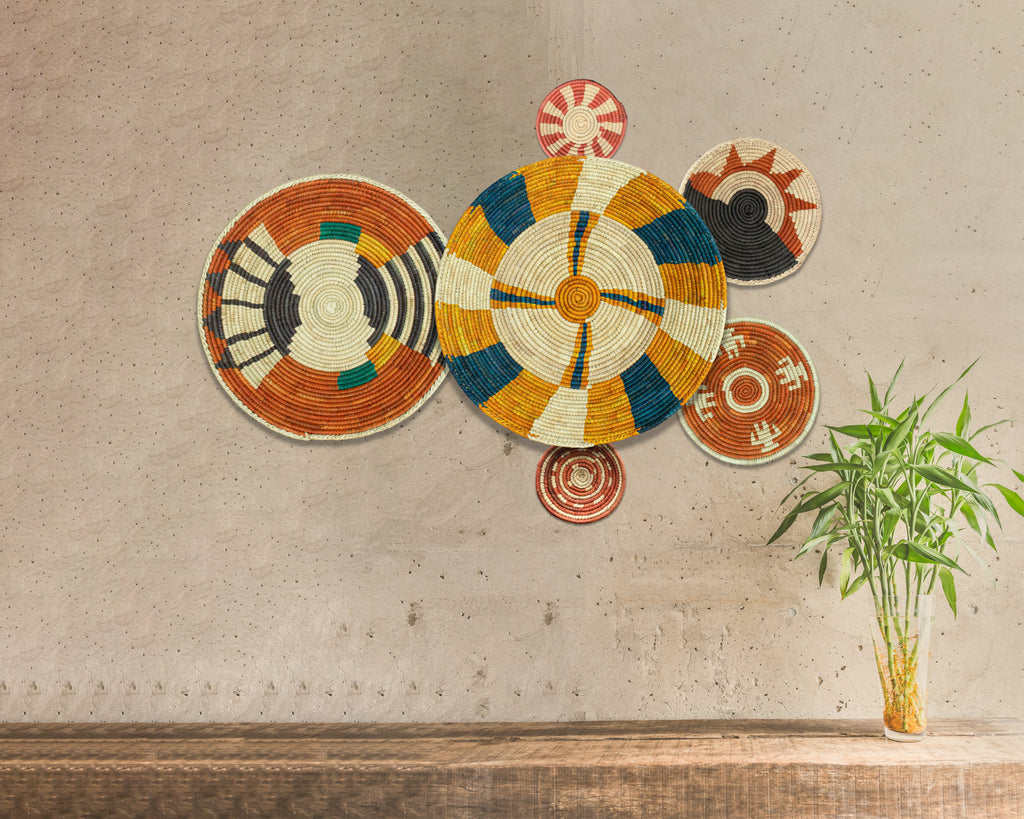 Set of 6 Handwoven wall baskets SET-378-6 N