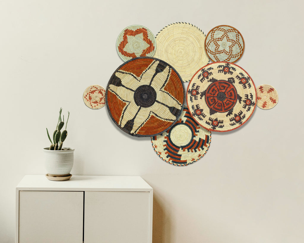 Set of 8 Handwoven wall baskets SET-358-8 N