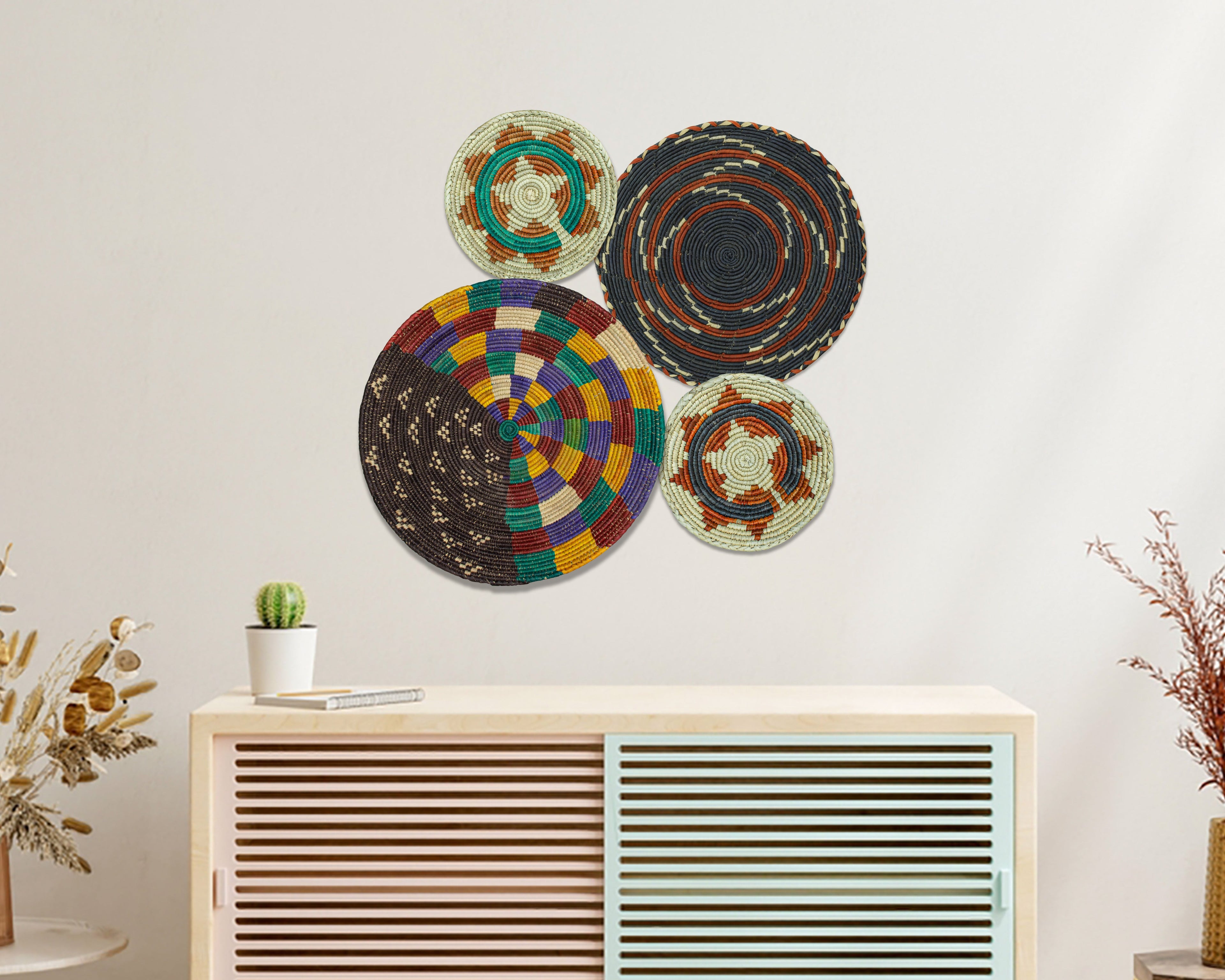 Set of 4 Handwoven wall baskets SET-238-4 N