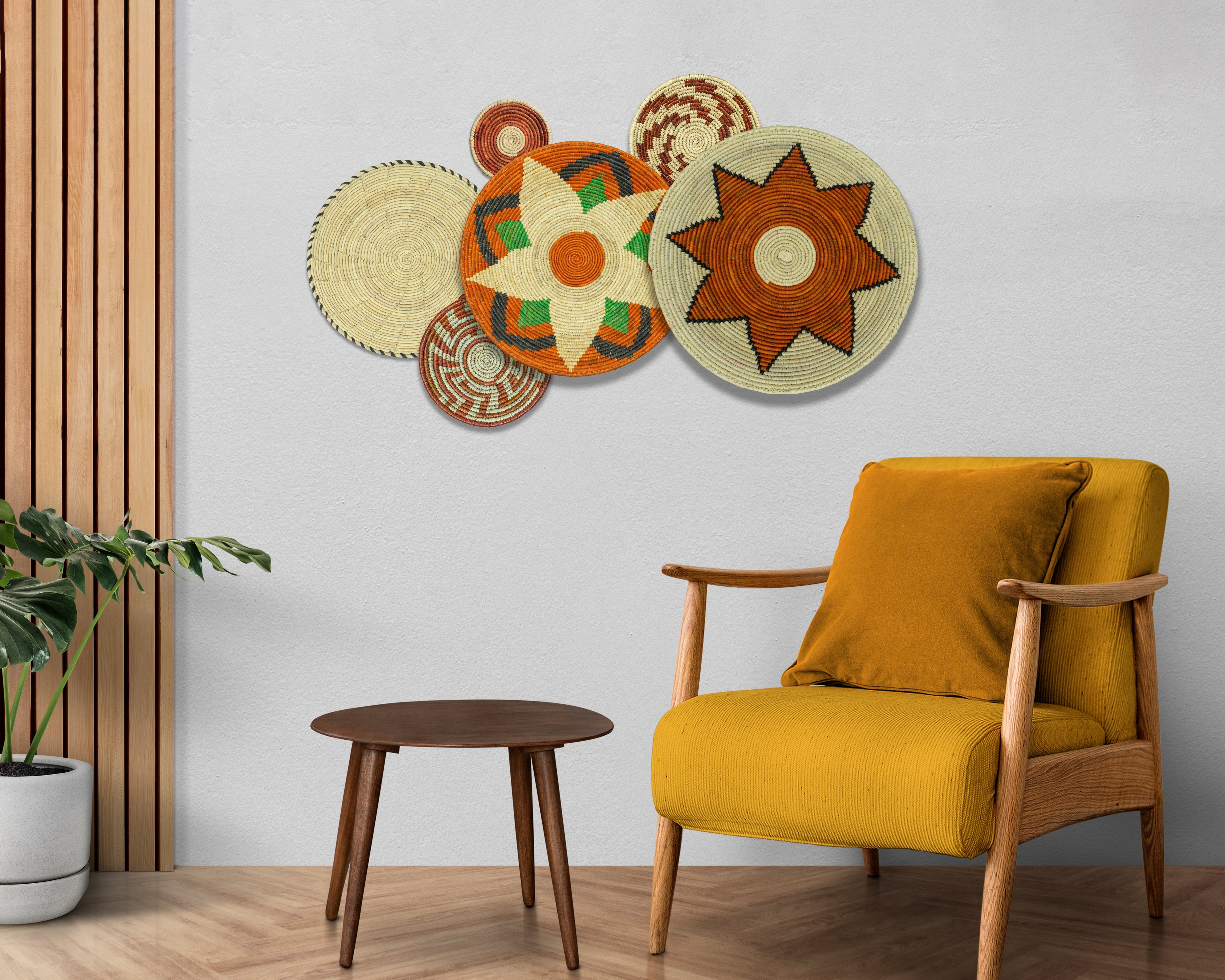 Set of 6 Handwoven wall baskets SET-268-6 N