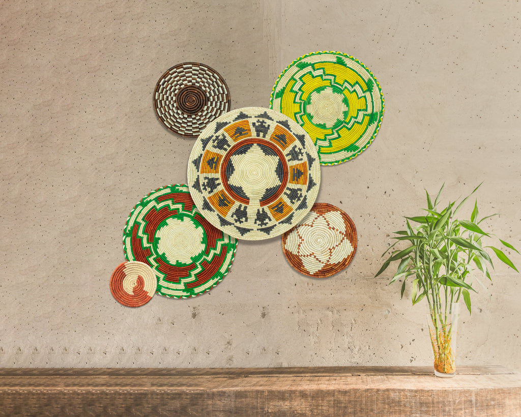 Set of 6 Handwoven wall baskets SET-372-6 N