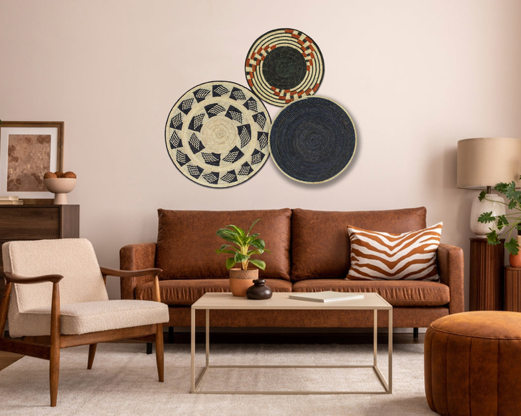 Set of 3 Handwoven wall baskets SET-201-3 N