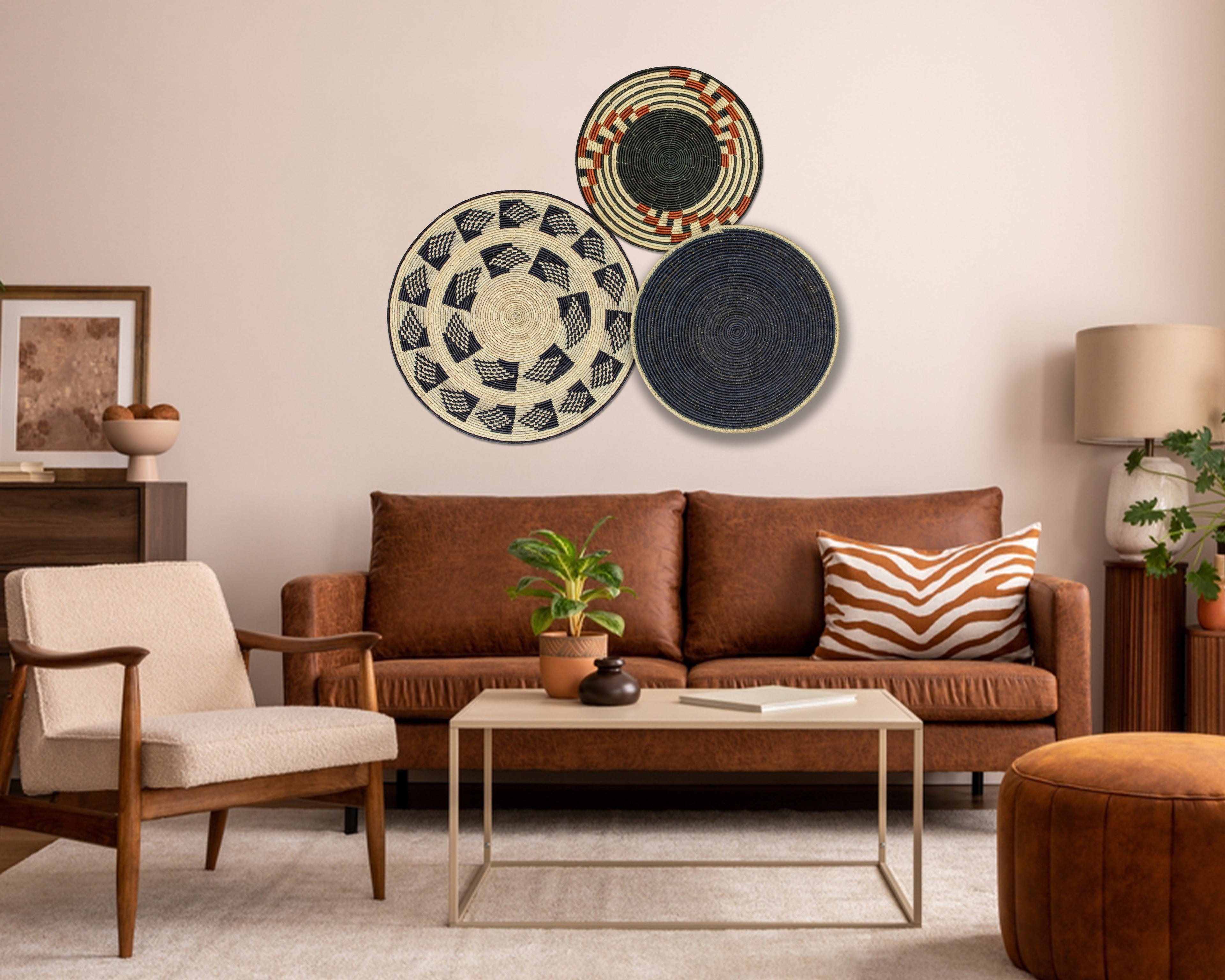 Set of 3 Handwoven wall baskets SET-201-3 N