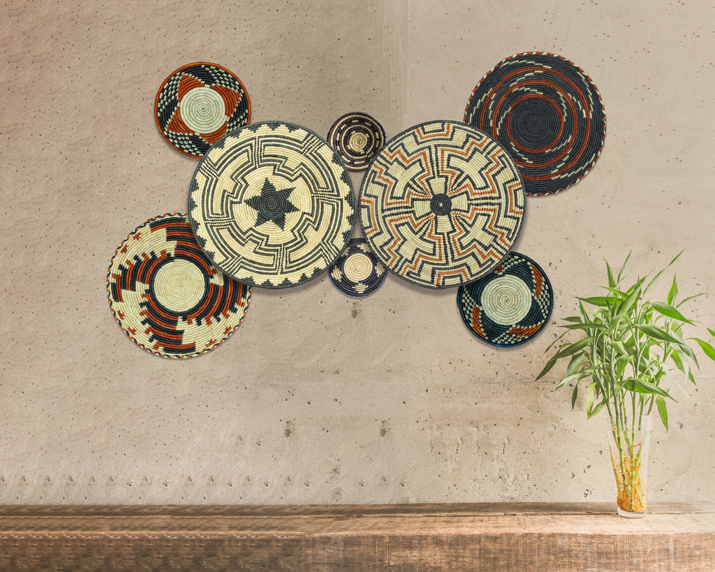 Set of 8 Handwoven wall baskets SET-254-8 N