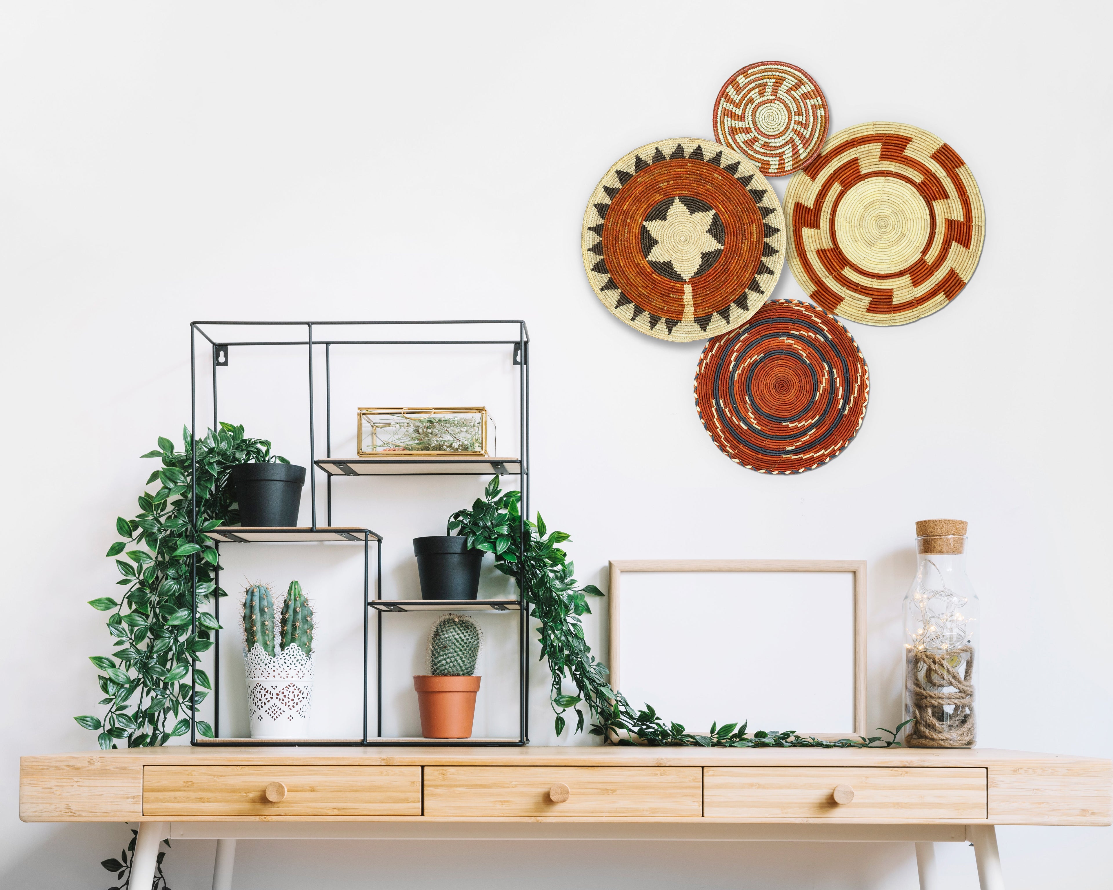 Set of 4 Handwoven wall baskets SET-226-4 N