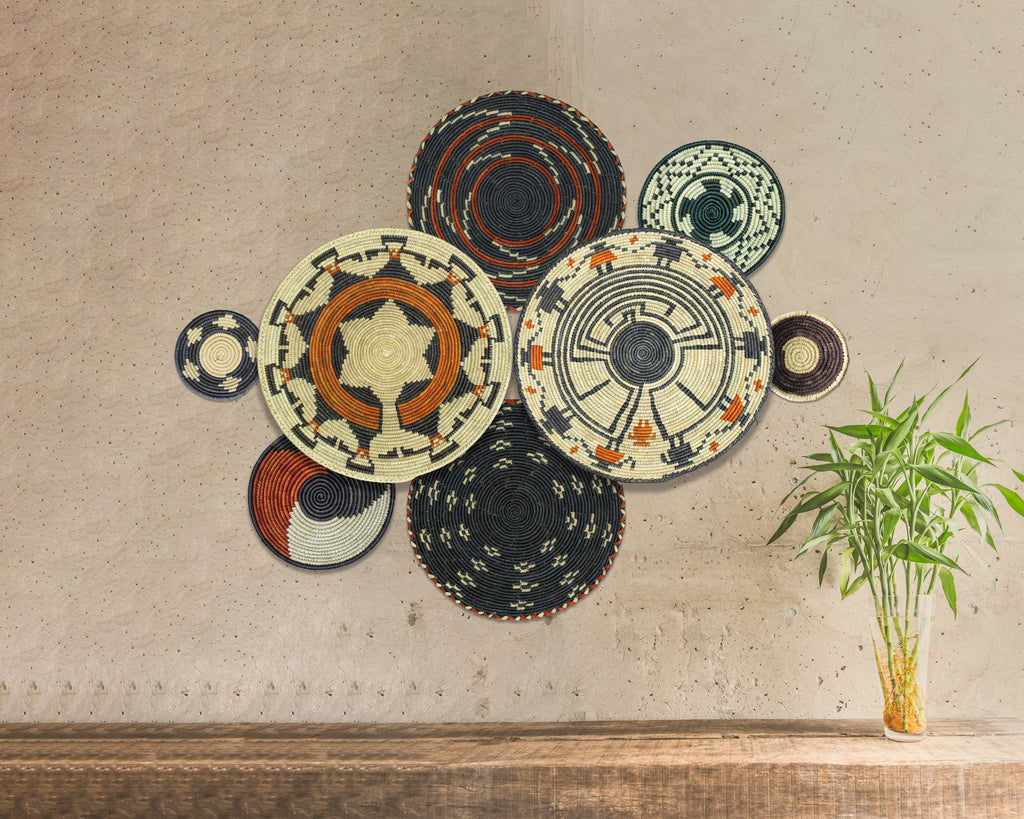 Set of 8 Handwoven wall baskets SET-247-8 N