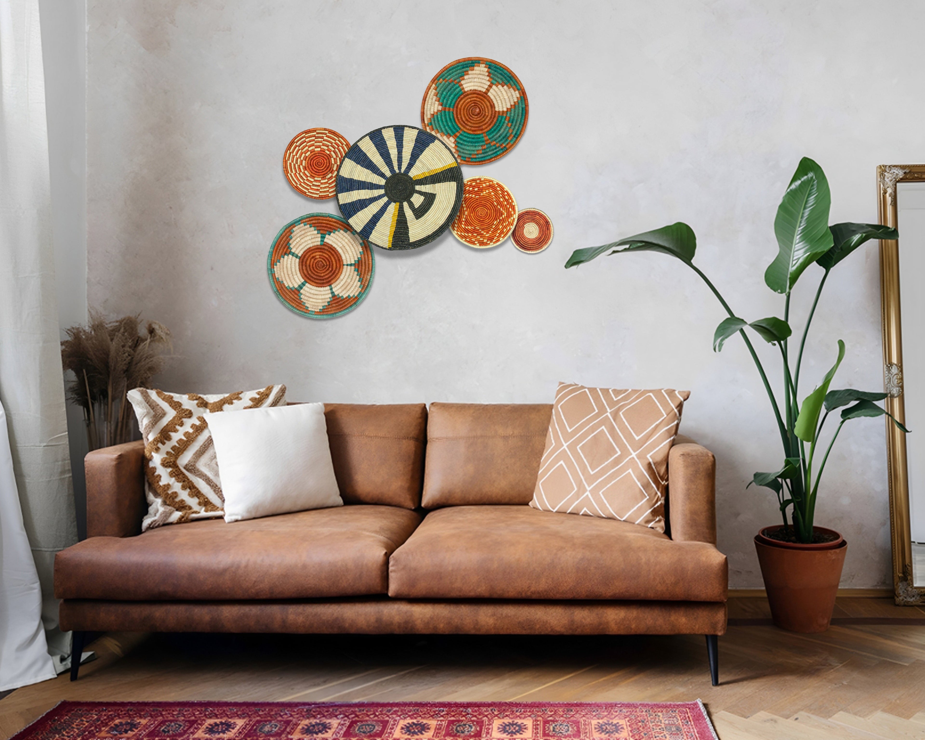 Set of 6 Handwoven wall baskets SET-392-6 N