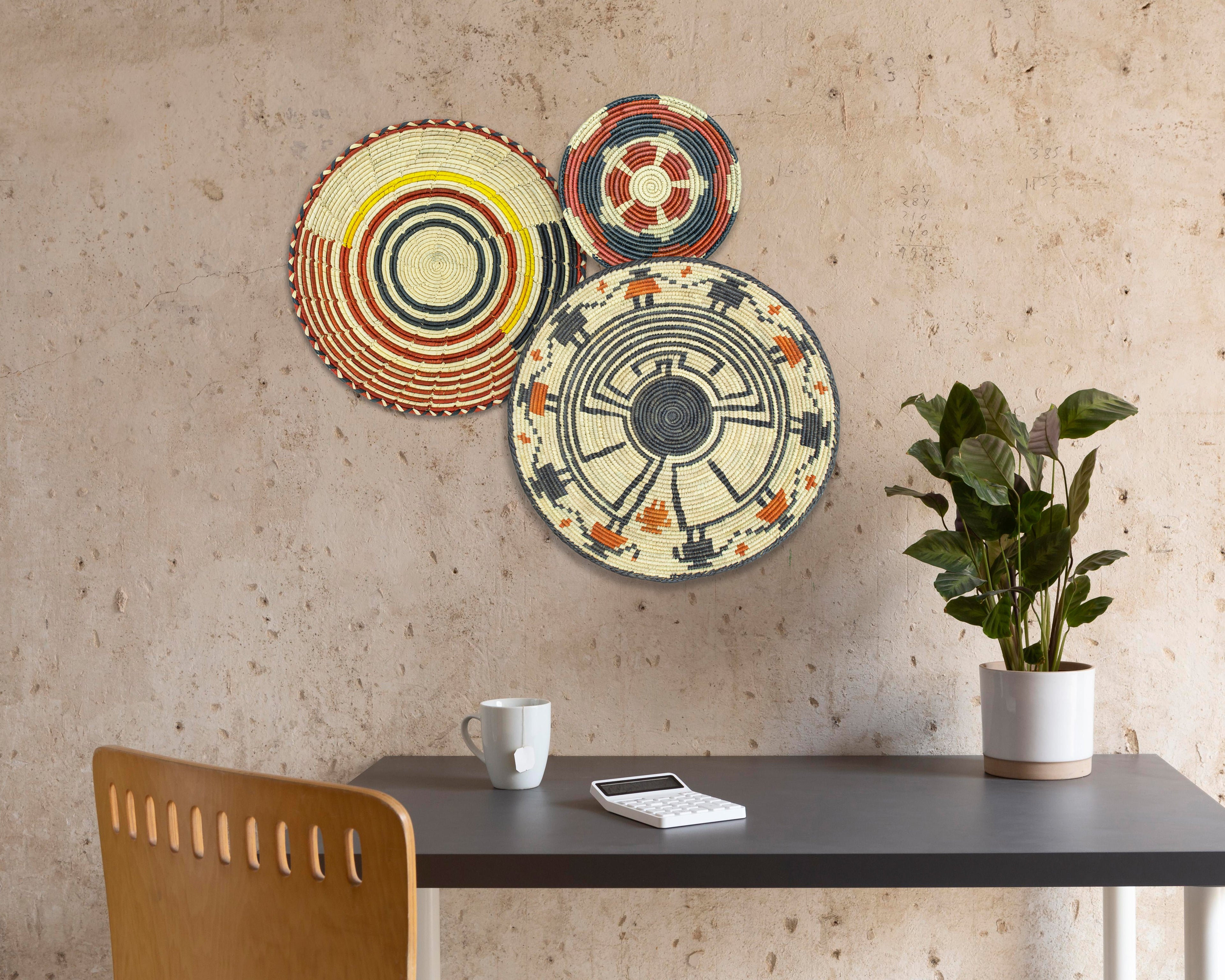 Set of 3 Handwoven wall baskets SET-211-3 N