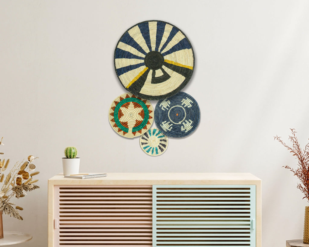 Set of 4 Handwoven wall baskets SET-236-4 N