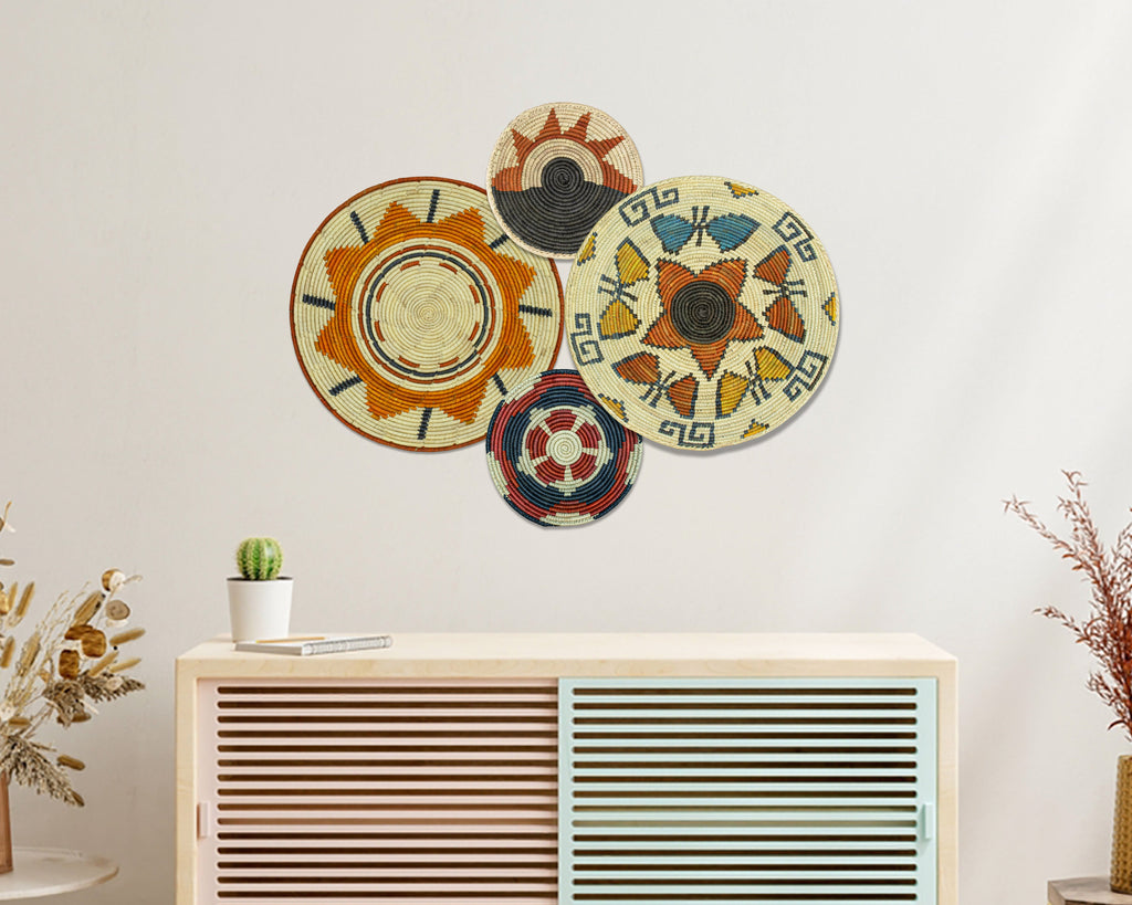 Set of 4 Handwoven wall baskets SET-237-4 N